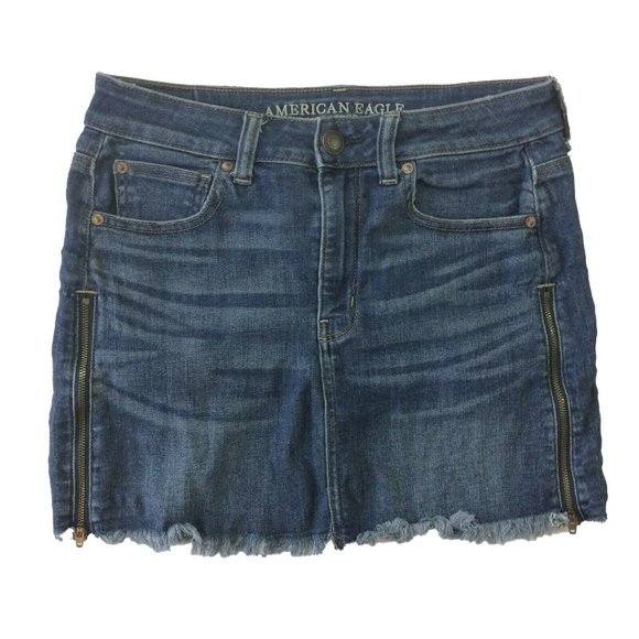 American Eagle Womens Denim Jean Skirt Size 6 Hi-Rise Mini Next Level Stretch - Picture 1 of 9